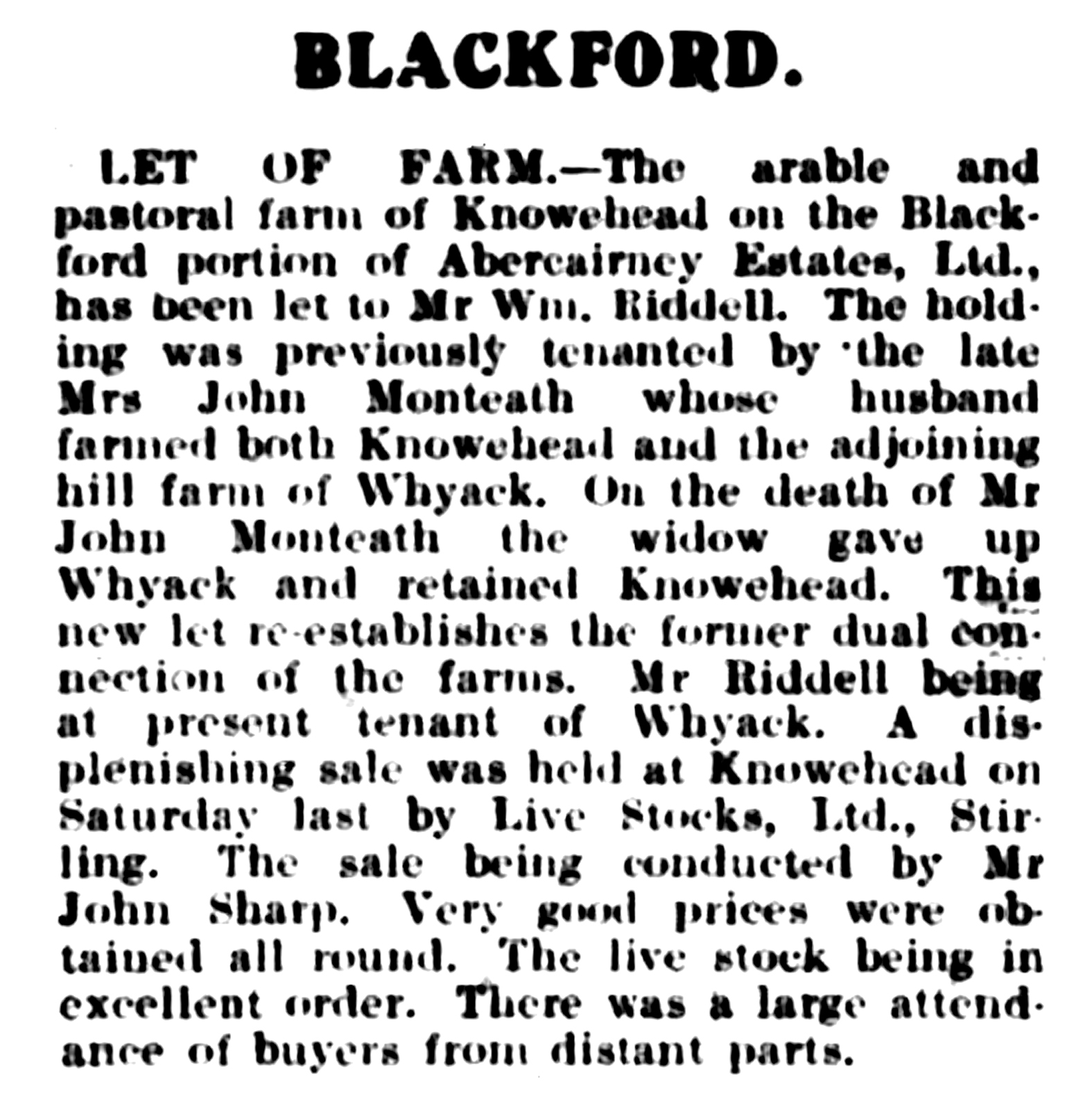 Knowehead, Blackford Hole Ousia